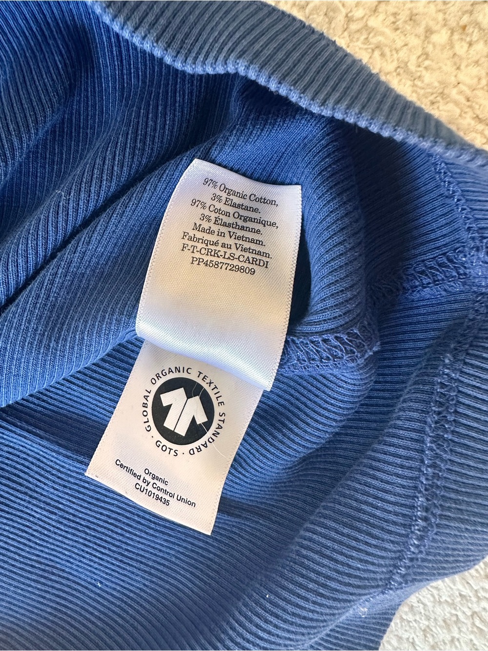Everlane Classic Royal Blue Button-Up Ribbed Cardigan - Picture 4 of 8